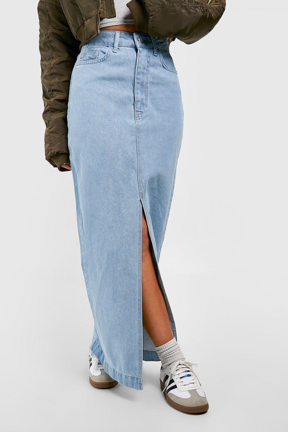 Long denim 2024 maxi skirt uk